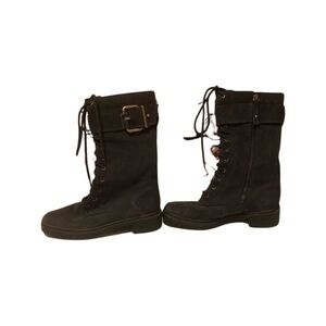 7 For All Man Kind blue suede combats boots